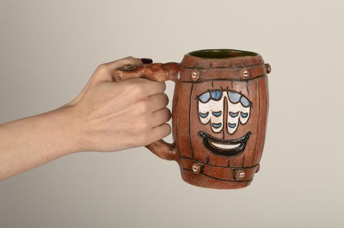 Beautiful handmade ceramic beer mug clay cup pottery works best gifts for him - MADEheart.com