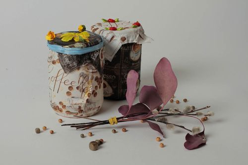 Set of two handmade glass jars for coffee and sugar 1,17 lb - MADEheart.com
