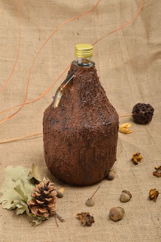 Botella de vidrio para vino artesanal elemento decorativo regalo original   - MADEheart.com