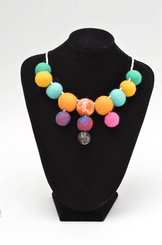 Bright woolen necklace handmade unusual accessory designer necklace present - MADEheart.com