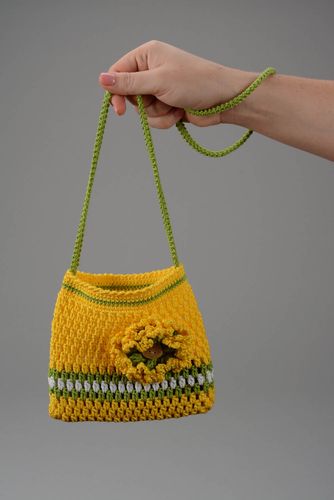 Gelbe Tasche für kleines Mädchen, gehäkelt - MADEheart.com