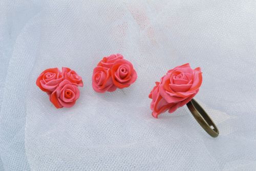 Set de bijoux en argile polymère Roses - MADEheart.com