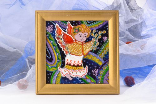 Tableau moderne Ange en verre vitrail fait main - MADEheart.com