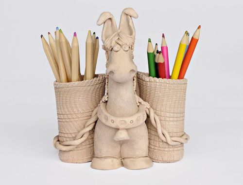 Clay pen holder Donkey - MADEheart.com