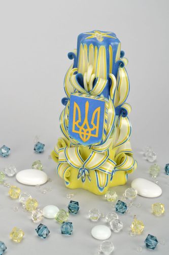 Bright carved candle Ukrainian - MADEheart.com