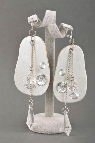 Handcrafted jewelry leather earrings large earrings womens accessories - MADEheart.com