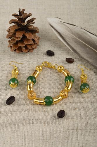Designer handmade jewelry set lovely unusual accessories feminine green present - MADEheart.com