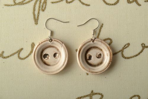 Ceramic earrings painted with enamels Buttons - MADEheart.com