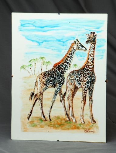 Quadro vitral de parece feito à mão Girafas - MADEheart.com