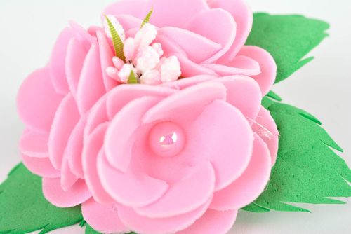 Blumen Haargummi handgefertigt Geschenk für Frauen Damen Haarschmuck rosa - MADEheart.com