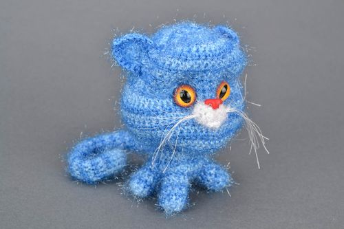 Soft crochet toy Striped Blue Cat - MADEheart.com