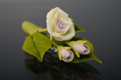 Заколка цветок из холодного фарфора  - MADEheart.com