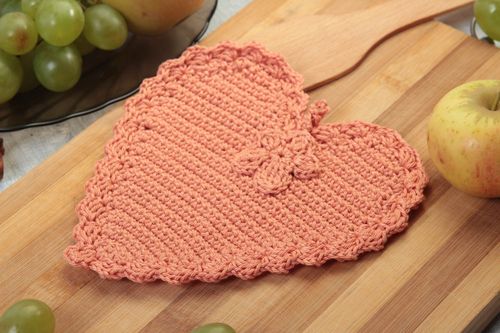 Manique cuisine fait main Accessoire cuisine cœur tricot de design Idée cadeau - MADEheart.com