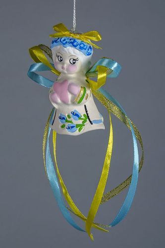 Gelb-blaue Keramik-Glocke - MADEheart.com