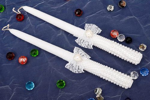 Handmade Kerzen Geschenk Deko Kerze zart Wachs Kerzen Hochzeit Accessoires weiß - MADEheart.com