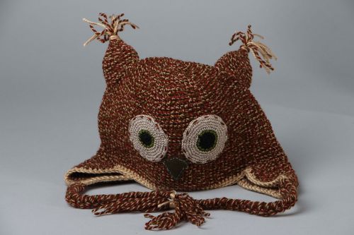 Crocheted hat Brown Owl - MADEheart.com