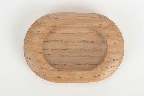 Fornitura para bisutería artesanal pieza en blanco ovalada de madera de roble  - MADEheart.com