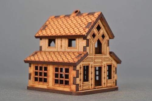 Handmade Holz Haus Miniatur - MADEheart.com
