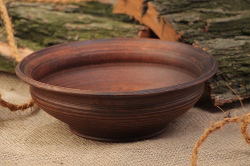 Bol en argile fait main original creux technique de poterie au lait 50 cl - MADEheart.com