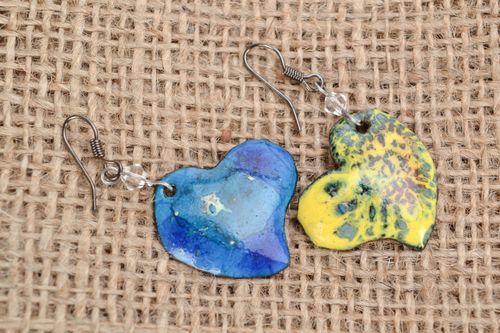 Homemade copper earrings Hearts - MADEheart.com