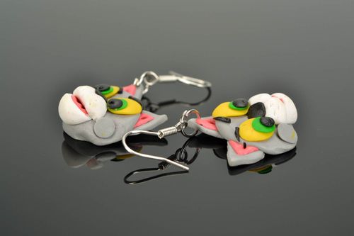 Boucles doreilles en pâte polymère Chat - MADEheart.com