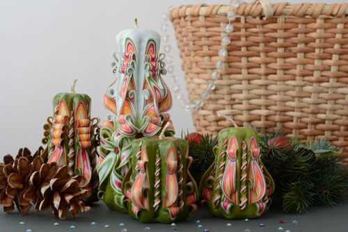 Conjunto de velas esculpidas de parafina - MADEheart.com