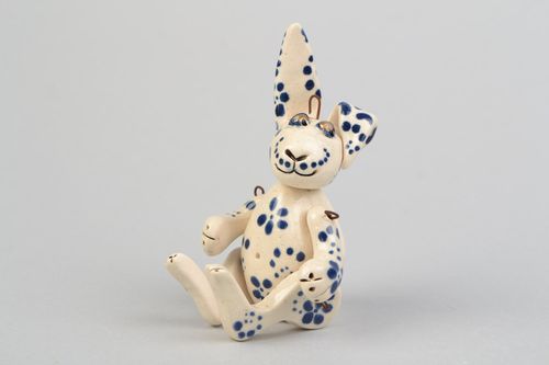 Глиняная подвеска для интерьера с росписью глазурью в виде кролика ручной работы - MADEheart.com