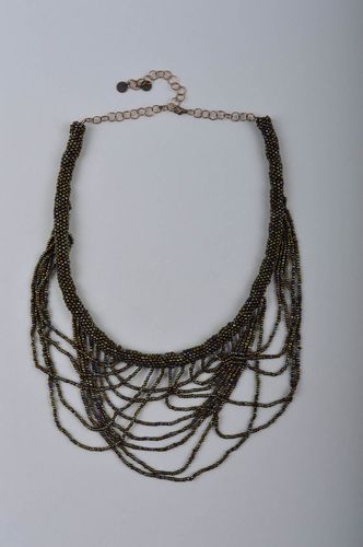 Collier perles rocaille Bijou fait main marron tendance Accessoire femme - MADEheart.com