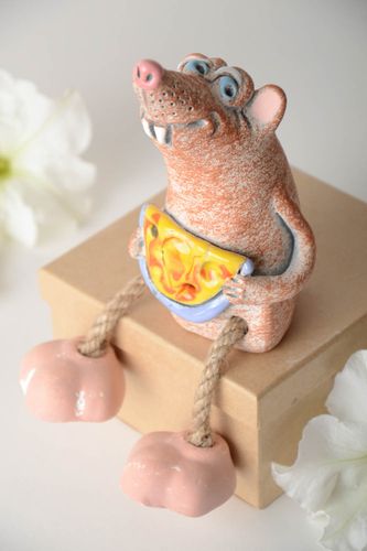Tirelire souris faite main Figurine animal en terre cuite Cadeau original - MADEheart.com