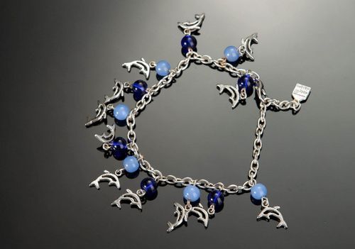 Bracelet made of glass and steel Dolphins - MADEheart.com