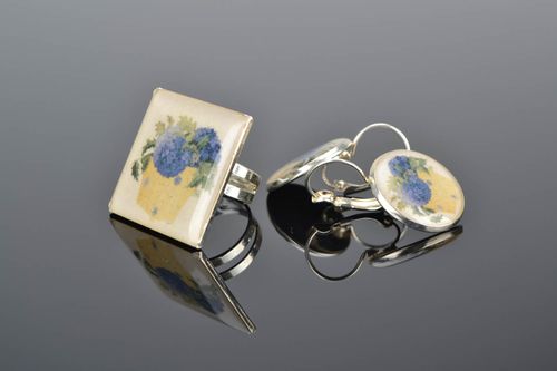 Metal ring and earrings - MADEheart.com