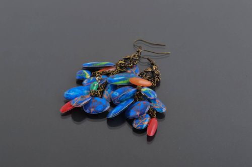 Orecchini con pendenti fatti a mano lunghi accessorio originale bello da donna - MADEheart.com
