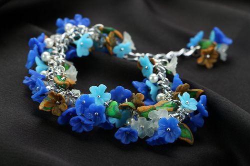 Polymer clay bracelet Forget-me-not - MADEheart.com