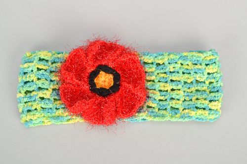 Fascia a maglia fatta a mano con papavero accessori originali da donna - MADEheart.com