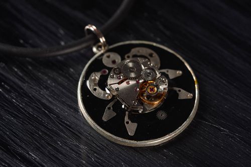 Unusual handmade metal pendant round neck pendant design contemporary jewelry - MADEheart.com