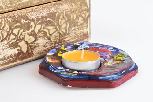 Portavelas artesanal pintado decoración de interior de yeso regalo original - MADEheart.com