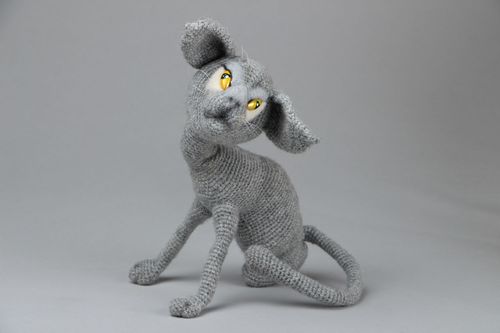 Homemade knitted toy Sphynx Cat - MADEheart.com