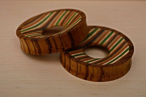 Zebrano wood plug earrings - MADEheart.com