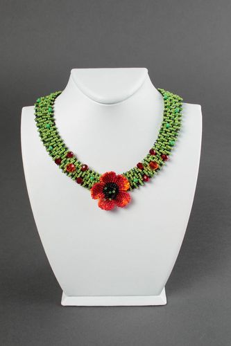Handgemachter Schmuck Blumen Collier Rocailles Kette Accessoire für Frauen schön - MADEheart.com