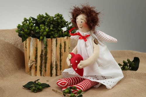 Кукла ручной работы для декора авторская кукла Ангел с сердцем тряпичная кукла - MADEheart.com