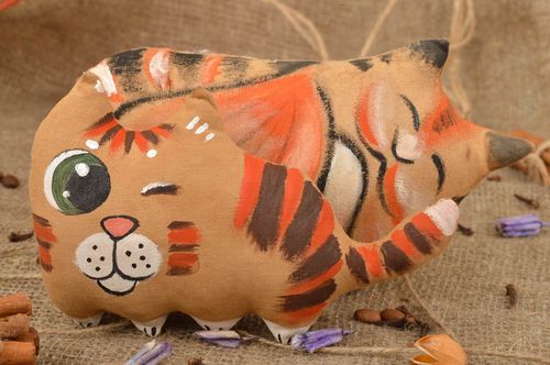 Set of handmade designer soft toys sewn of cotton with aroma cat and kitten - MADEheart.com