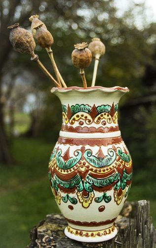 9 inches table handmade vase in ethnic style 1,42 lb - MADEheart.com