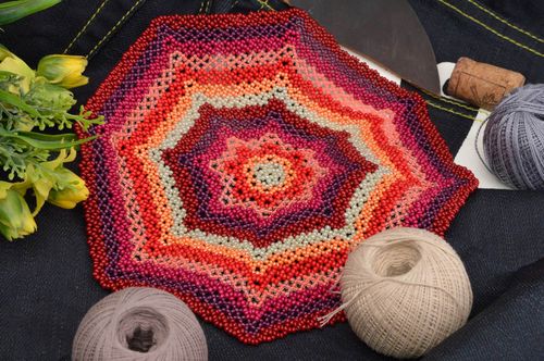 Openwork napkin woven table napkin handmade bead tablecloth decorative use only - MADEheart.com