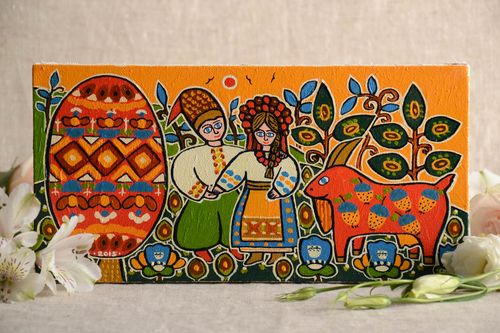 Beautiful homemade oil painting on linen canvas designer wall decor Happy Couple - MADEheart.com