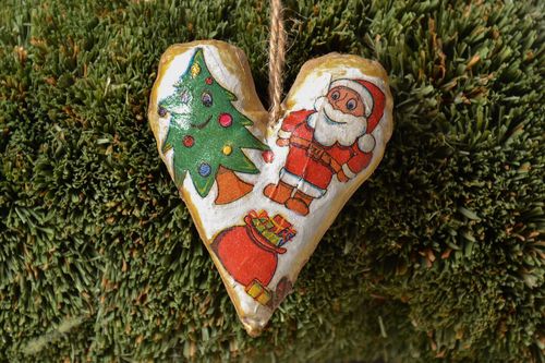 Suspension de Noël faite main coeur en tissu - MADEheart.com