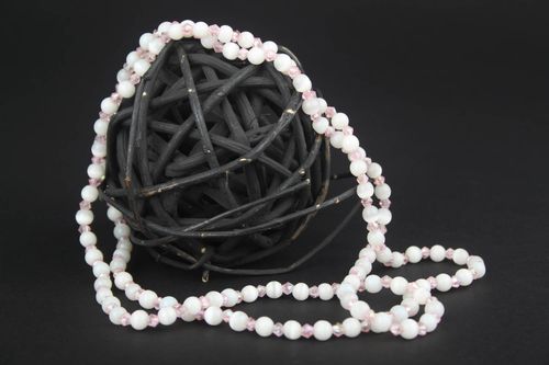 Handmade designer elegant necklace stylish white necklace festive accessory - MADEheart.com