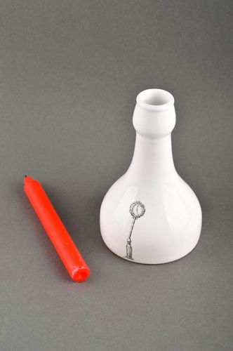 Portavelas de cerámica hecho a mano blanco decoración de casa regalo original - MADEheart.com