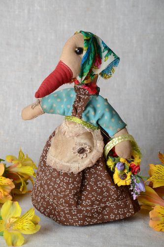 Jouet mou oie cousu en tissu parfumé fait main décor original pour maison - MADEheart.com