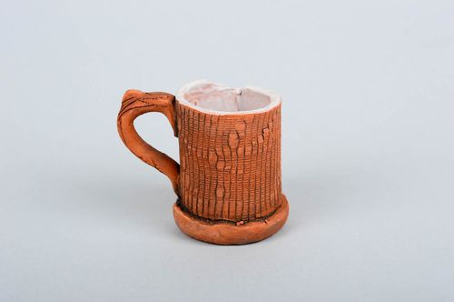 Clay espresso glazed coffee cup with handle and saucer 0,2 lb - MADEheart.com