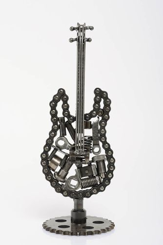 Statuette made of metal parts handmade guitar figurine unusual home decor - MADEheart.com